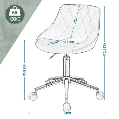 Ergonomischer Bürostuhl Samt Höhenverstellung & Rollen – Moderner Drehstuhl für Home-Office