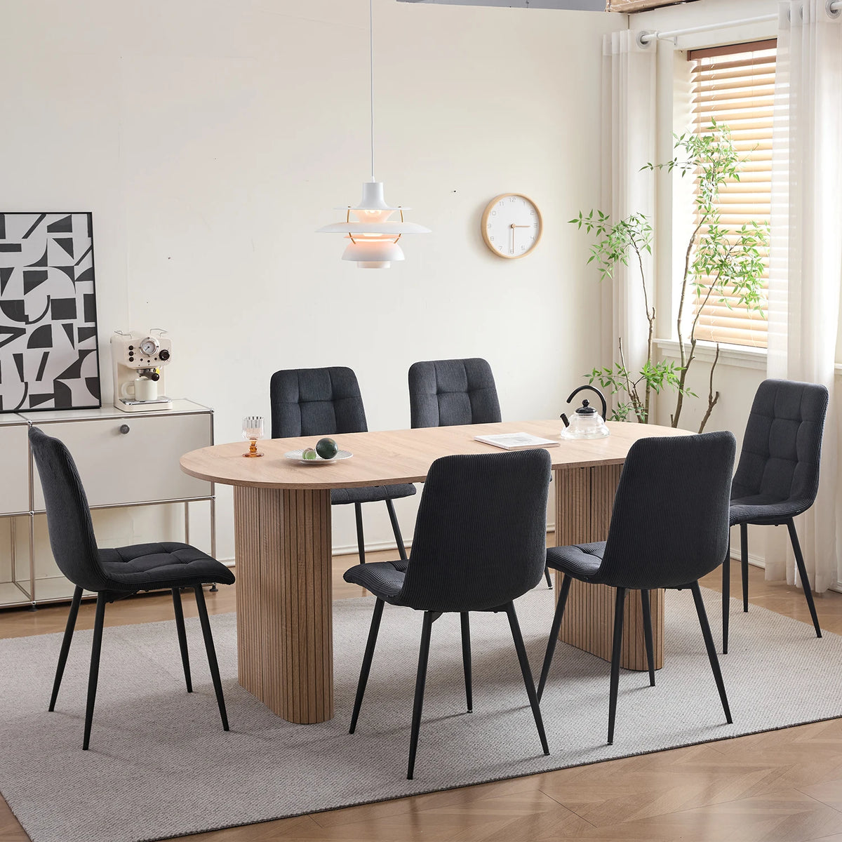 Polsterstühle Cord 2er Set Grau – Moderne Esszimmerstühle mit Metallbeinen für Küche & Wohnzimmer