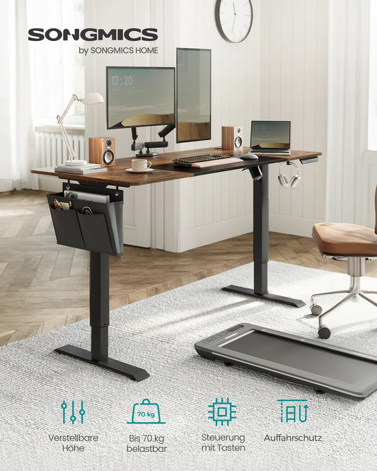Elektrischer Stehschreibtisch 160x70 cm Schwarz – Ergonomischer Schreibtisch mit Memory-Funktion & Kabelmanagement