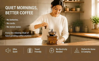 Manuelle Kaffeemühle im Vintage-Design – Klassische Handmühle mit Keramik-Mahlwerk