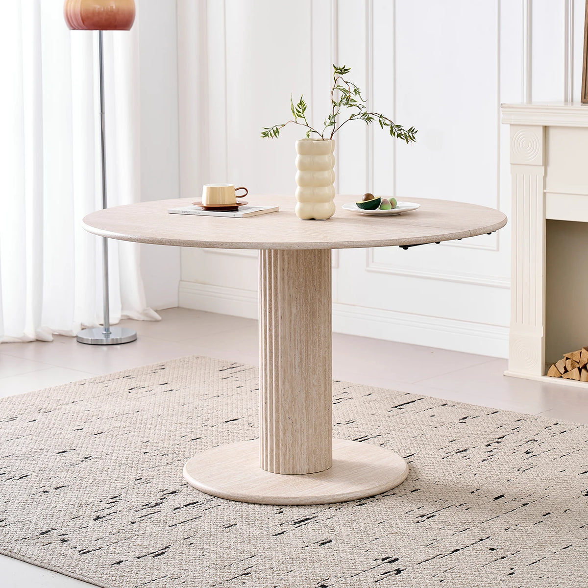 Runder Glas Esstisch 115cm – Moderner Küchentisch aus Glas & Holz für 4 Personen