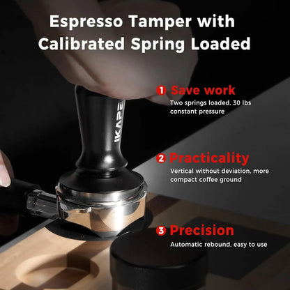 IKAPE Kalibrierter Espresso Tamper 53mm – Edelstahl Kaffeestampfer mit Wellenprofil