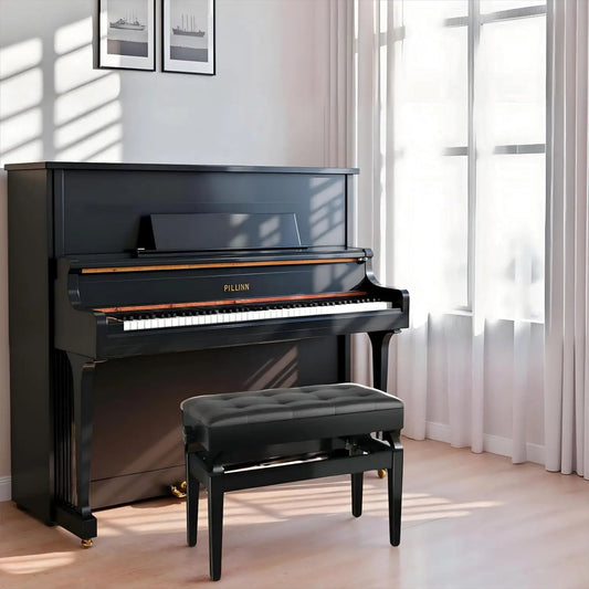 Höhenverstellbare Klavierbank mit Stauraum – Ergonomischer Pianohocker Schwarz Single & Doppel