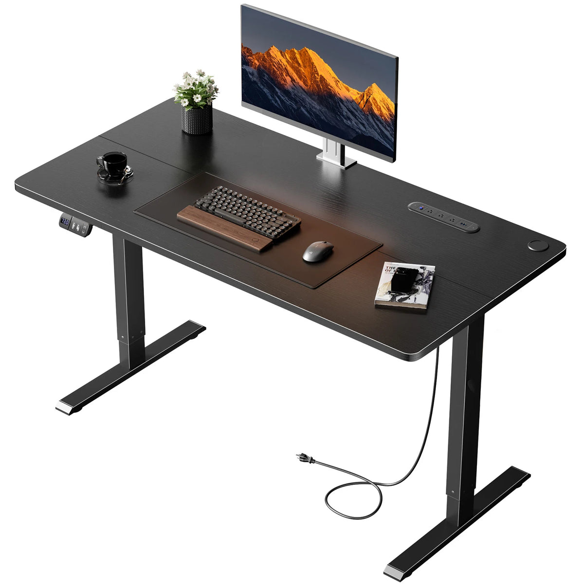 Elektrischer Höhenverstellbarer Stehschreibtisch 140 cm Schwarz – Ergonomischer Schreibtisch mit Memory-Funktion