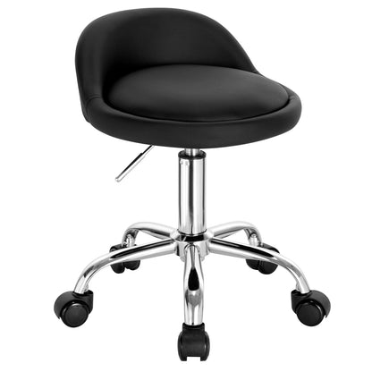 Höhenverstellbarer Rollhocker Samt Dunkelgrau – Ergonomischer Arbeitshocker mit Rückenlehne