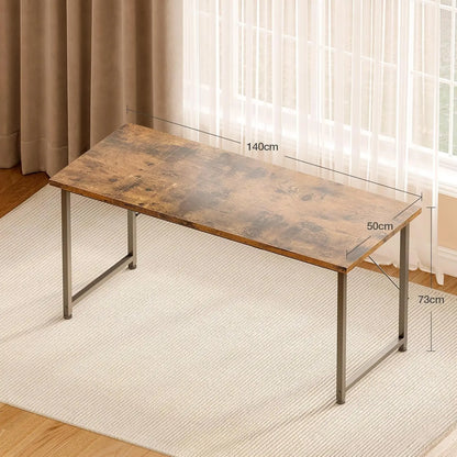 Schreibtisch im Industriestil 140 cm Vintage Braun – Stabiler Computertisch mit X-Strebe