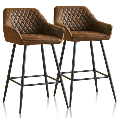Barhocker 2er Set Kunstleder Schwarz – Moderne Tresenstühle mit Rückenlehne & Fußstütze