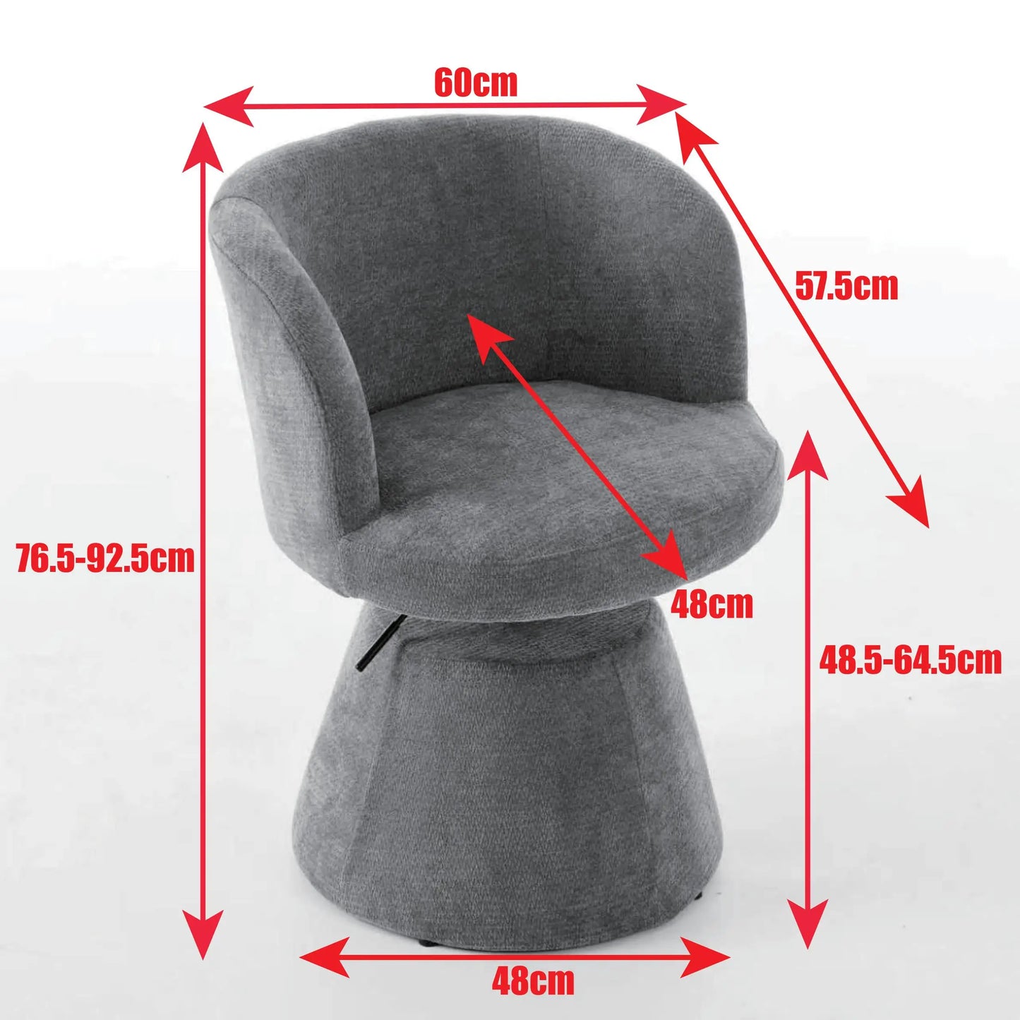 Ergonomischer Drehstuhl Chenille Höhenverstellung – Moderner Polstersessel mit Metalffuss