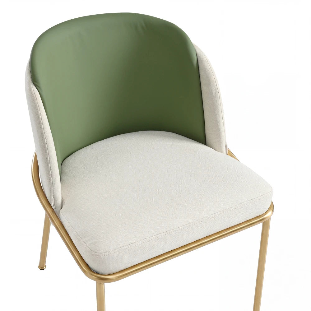 Esszimmerstuhl Beige-Grün – Modernes Polsterstuhl Set mit Samtbezug, Katzenkratzfestes Leder & Goldbeinen bis 150kg