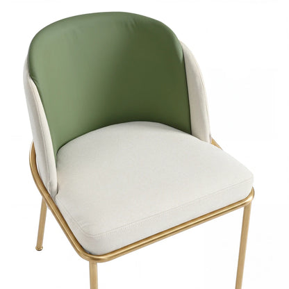 Esszimmerstuhl Beige-Grün – Modernes Polsterstuhl Set mit Samtbezug, Katzenkratzfestes Leder & Goldbeinen bis 150kg