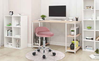 Höhenverstellbarer Rollhocker Samt Dunkelgrau – Ergonomischer Arbeitshocker mit Rückenlehne