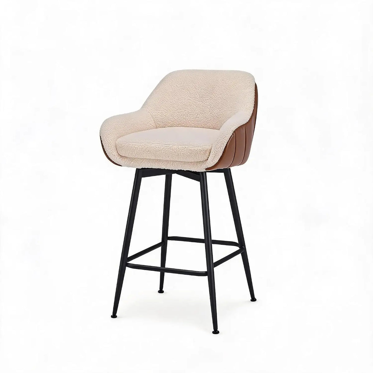 Höhenverstellbarer Barhocker Drehbar Schwarz – Gepolsterter Tresenstuhl mit Armlehnen
