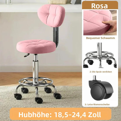 Bürostuhl Drehbar mit Rollen – Höhenverstellbarer Arbeitshocker & Salonstuhl mit Polsterung