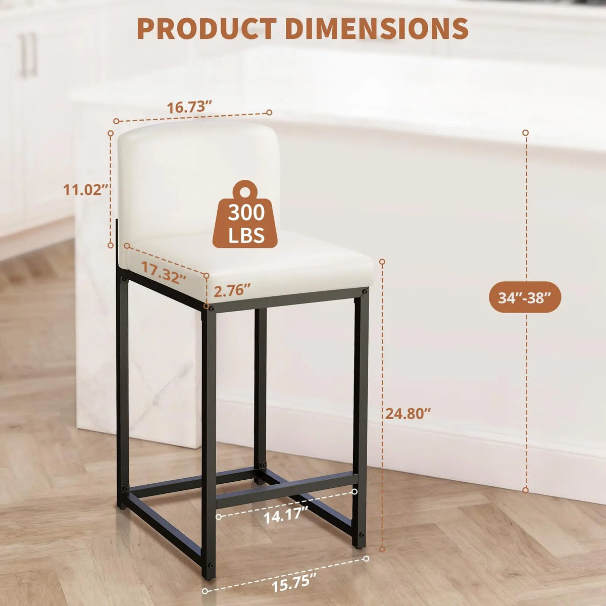 Barhocker 2er Set Kunstleder – Ergonomischer Stuhlsatz mit Polsterung & Metallrahmen