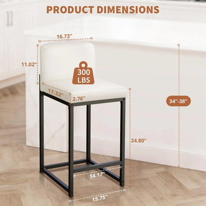 Barhocker 2er Set Kunstleder – Ergonomischer Stuhlsatz mit Polsterung & Metallrahmen
