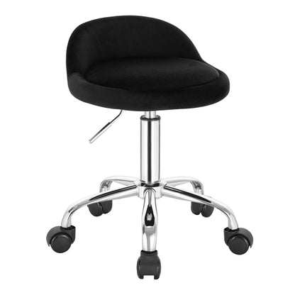 Höhenverstellbarer Rollhocker Samt Dunkelgrau – Ergonomischer Arbeitshocker mit Rückenlehne