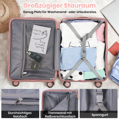 Koffer Set 3-teilig Hartschale Schwarz – Leichtes Reisekoffer Trolley Set mit TSA Schloss & 360 Rollen
