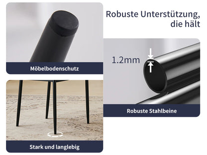Esszimmerstuhl 6er Set Schwarz – Modernes Freischwinger Set aus PU Kunstleder mit Armlehnen & Metallgestell