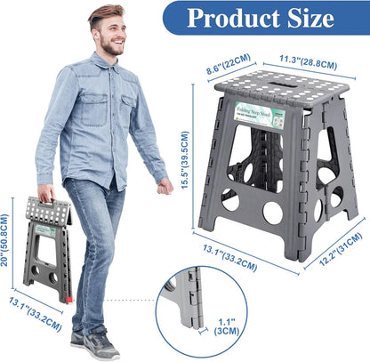 Tritthocker Klappbar bis 150kg – Kompakter Plastikhocker mit Griff & Rutschfesten Füßen