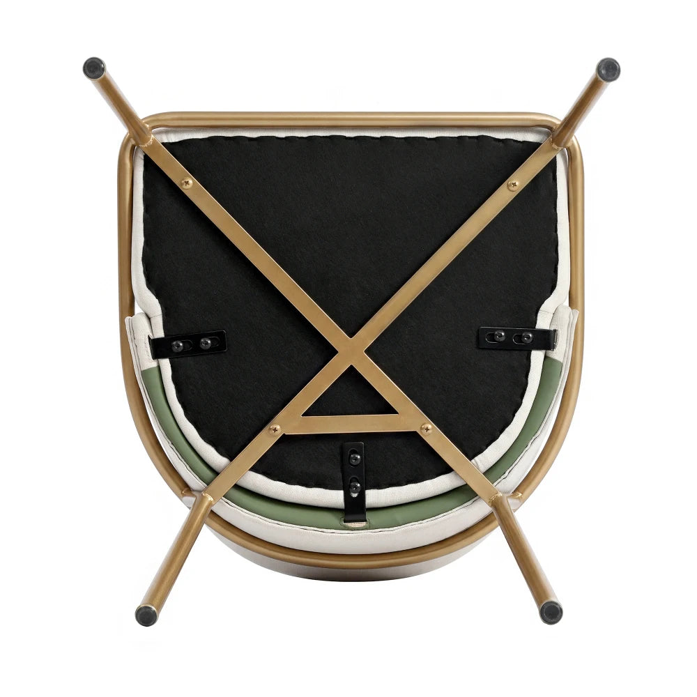 Esszimmerstuhl Beige-Grün – Modernes Polsterstuhl Set mit Samtbezug, Katzenkratzfestes Leder & Goldbeinen bis 150kg