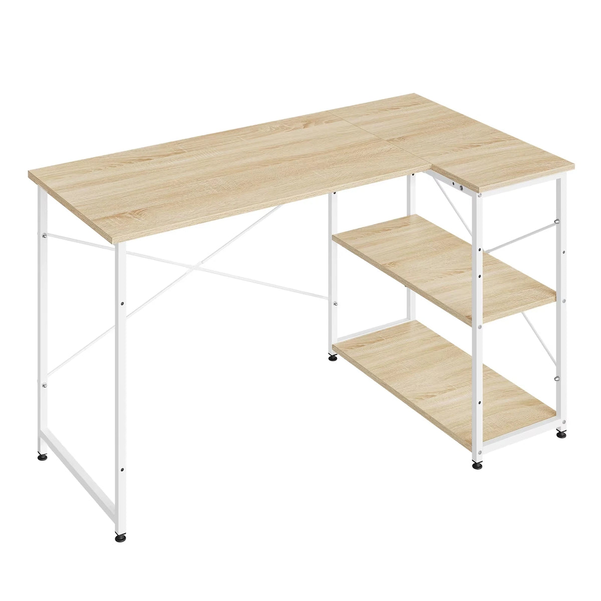 L-förmiger Eckschreibtisch 120 cm Holzoptik – Platzsparender Computertisch mit Regalen