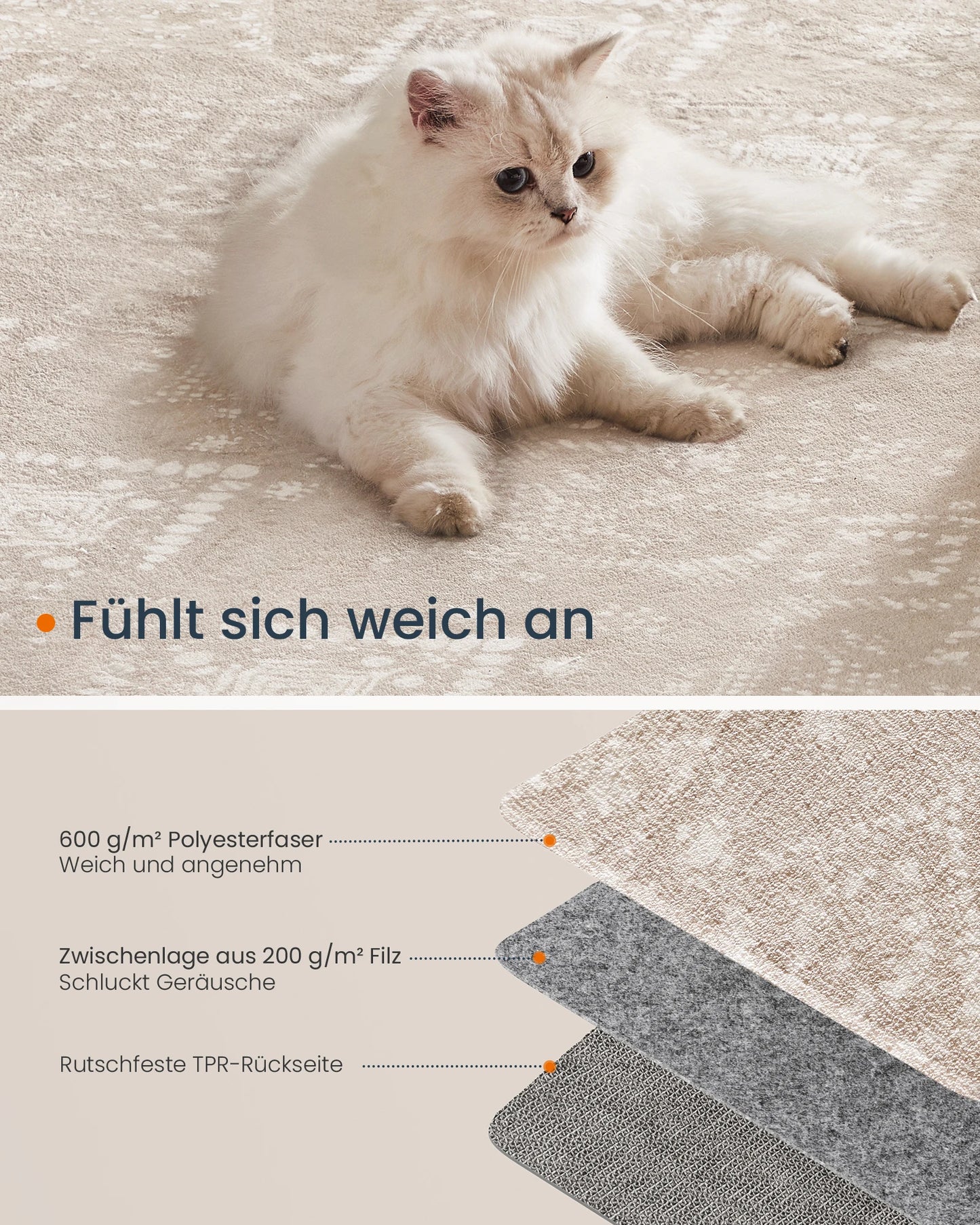 Boho Teppich 160x230cm Waschbar – Modernes Blumenmuster Kunstkaschmir Teppich Wohnzimmer