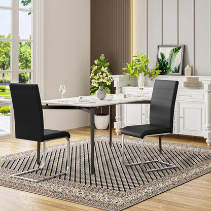 Freischwinger Esszimmerstühle 2er Set Kunstleder – Moderne Schwingstühle mit Hoher Rückenlehne
