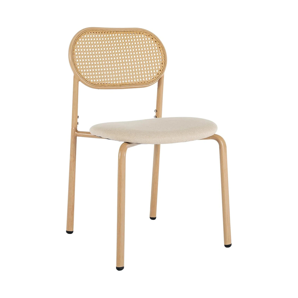 Esszimmerstuhl 2er Set Rattan – Modernes Polsterstuhl Set im Landhausstil mit Metallbeinen bis 150kg