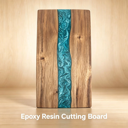 Schneidebrett Holz Epoxy Resin – Handgefertigtes Servierbrett aus Holz fuer Fleisch Kaese & Brot
