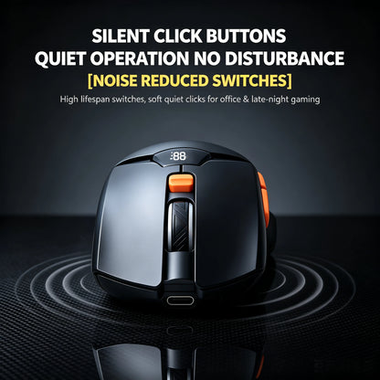 Ergonomische Funkmaus Kabellos – Leise Bluetooth & 2.4GHz PC Maus mit LED Akkuanzeige & 6400 DPI