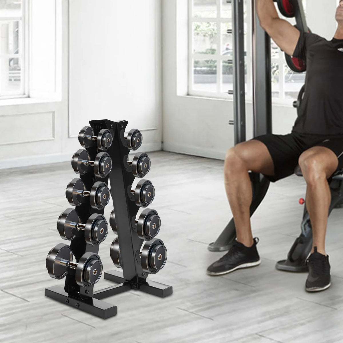 Hantelständer 5 Etagen A-Rahmen – Kurzhantelständer aus Stahl bis 100kg für Homegym