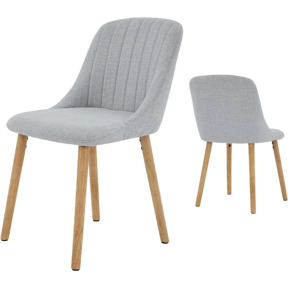 Polsterstühle 4er Set Beige Leinen-Optik – Moderne Esszimmerstühle mit Massivholzbeinen