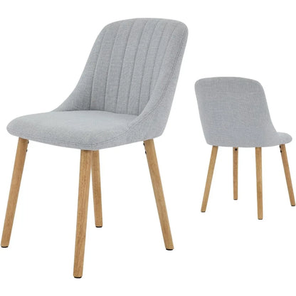 Polsterstühle 4er Set Beige Leinen-Optik – Moderne Esszimmerstühle mit Massivholzbeinen