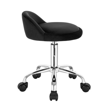 Höhenverstellbarer Rollhocker Samt Dunkelgrau – Ergonomischer Arbeitshocker mit Rückenlehne