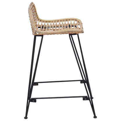 Design Barhocker 2er Set Wiener Geflecht – Moderne Rattan Tresenstühle mit Stahlgestell
