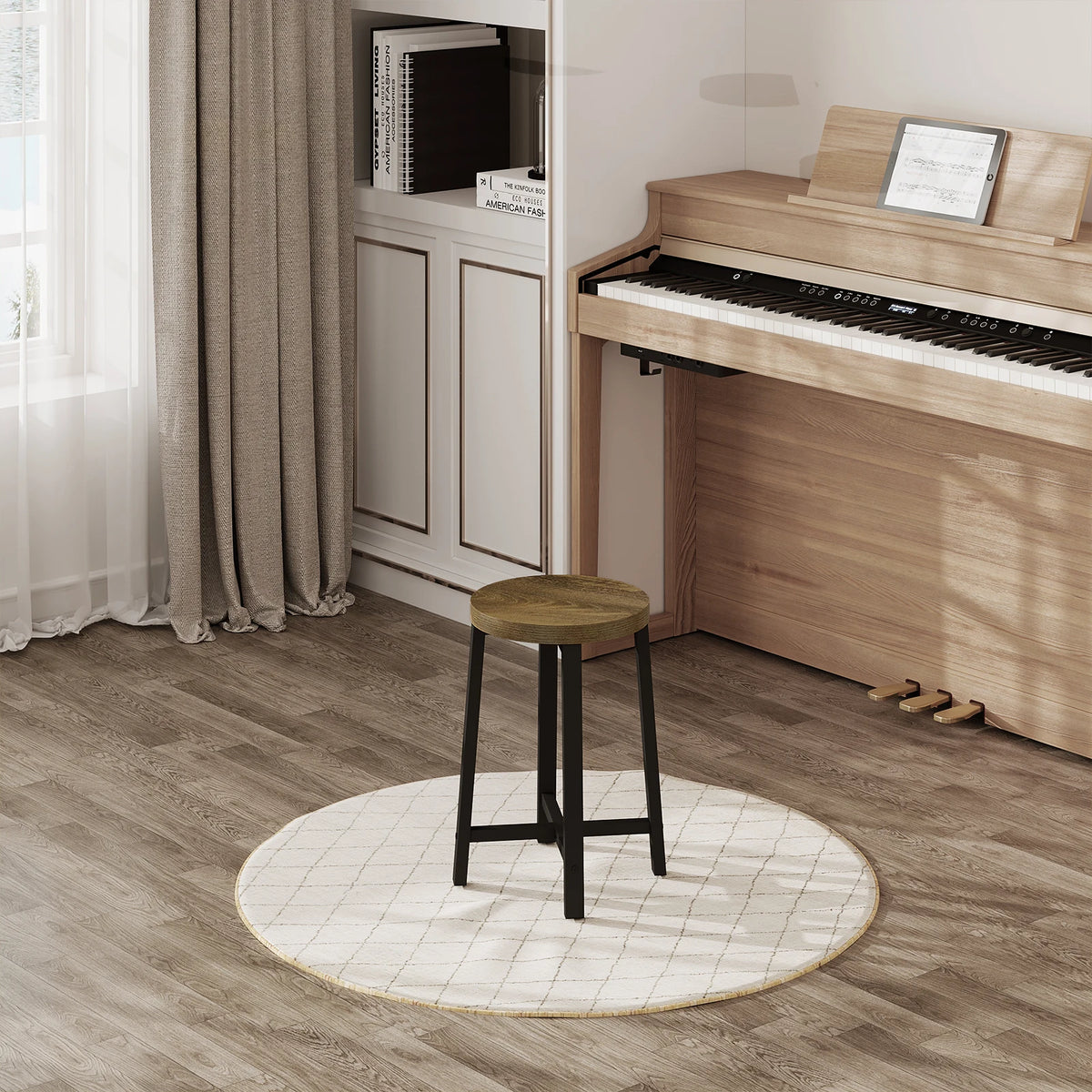 Küchenhocker 2er Set Industrie-Design – Kompakter Beistellhocker aus Metall & Holz bis 100kg