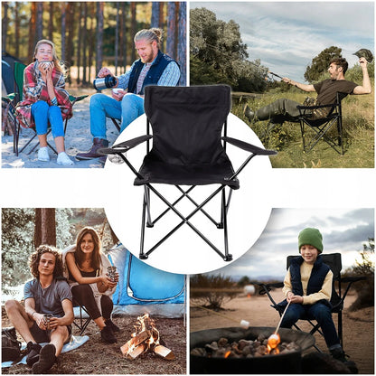 Campingstuhl Klappbar Schwarz – Moderner Faltstuhl mit Getraenkehalter & Tragetasche fuer Outdoor & Camping bis 100kg