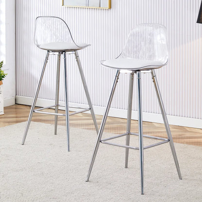 Barhocker 2er Set Modern – Ergonomische Tresenstuehle mit Fussstütze & Metallgestell fuer Kueche & Bar bis 120kg