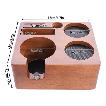 Kaffee Tamping Station Schwarz 51-58mm – Multifunktionaler Tamper Halter mit Abschlagbehälter