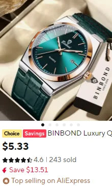 BINBOND Luxus Herrenuhr Blau – Wasserdichte Quarz Armbanduhr mit Chronograph & Datum