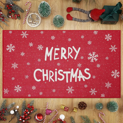 Weihnachten Fußmatte 50x80cm Waschbar – Roter Weihnachts-Abtreter für Eingang & Flur