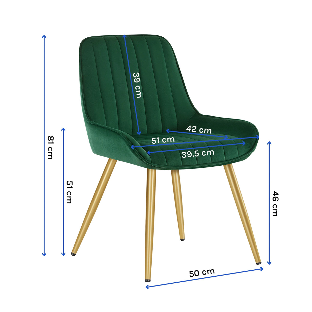 Esszimmerstuhl 2er Set Dunkelgruen – Modernes Samt Polsterstuhl Set mit Armlehnen & Metallegeln ergonomisch
