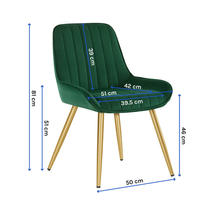 Esszimmerstuhl 2er Set Dunkelgruen – Modernes Samt Polsterstuhl Set mit Armlehnen & Metallegeln ergonomisch