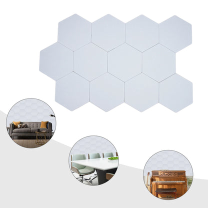 Hexagon Akustikpaneele 12er Set Selbstklebend 30x35cm – Weißer Schallschutz aus Polyester