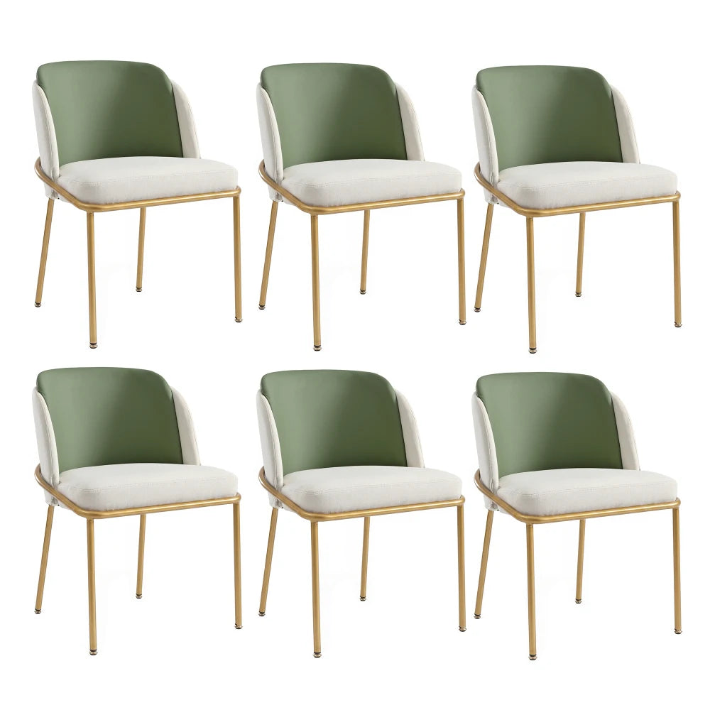 Esszimmerstuhl Beige-Grün – Modernes Polsterstuhl Set mit Samtbezug, Katzenkratzfestes Leder & Goldbeinen bis 150kg