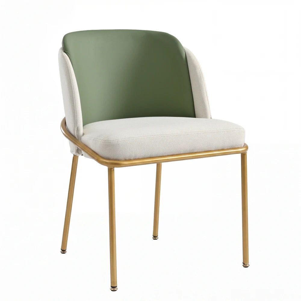 Esszimmerstuhl Beige-Grün – Modernes Polsterstuhl Set mit Samtbezug, Katzenkratzfestes Leder & Goldbeinen bis 150kg