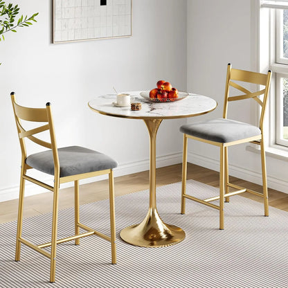 Barhocker 2er Set Grauer Stoff mit Rückenlehne – Moderne Tresenstühle Kücheninsel 56cm Sitzhöhe