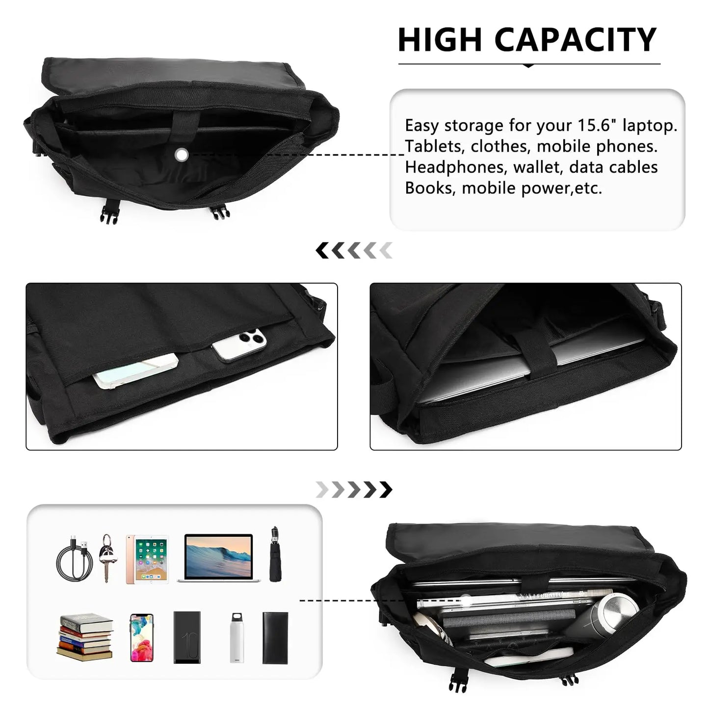 Laptoptasche 15,6 Zoll Messenger Bag – Wasserdichte Schultertasche fuer Buero Studium & Reisen