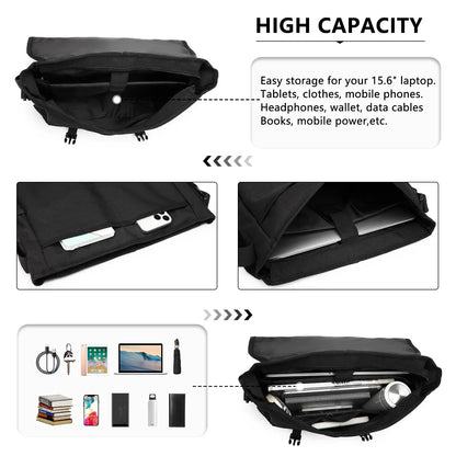 Laptoptasche 15,6 Zoll Messenger Bag – Wasserdichte Schultertasche fuer Buero Studium & Reisen
