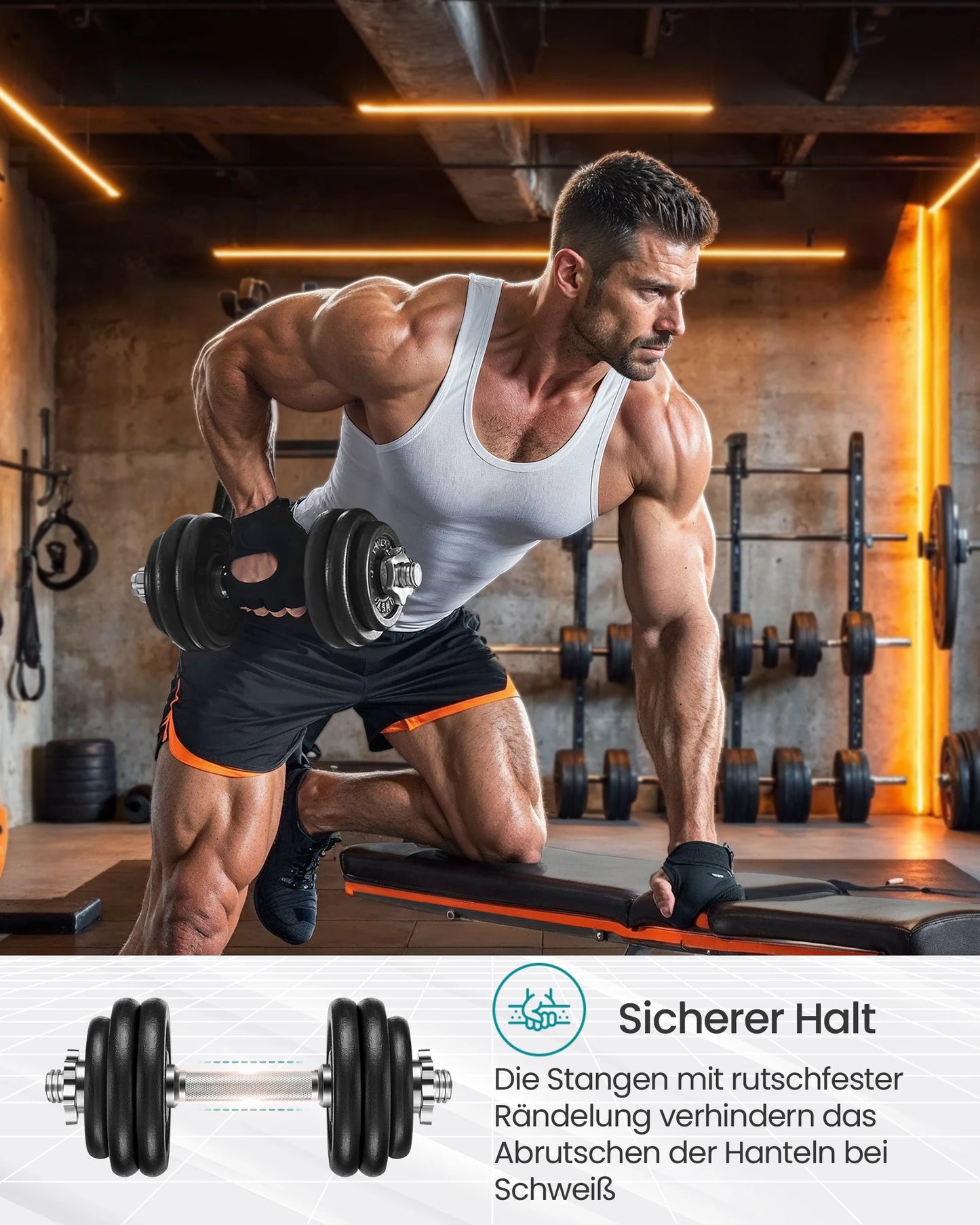 Kurzhantel Set 30kg aus Gusseisen – 2er Set Hanteln verstellbar mit Sternverschlüssen